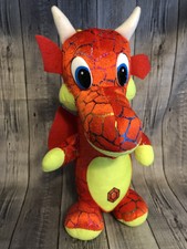  13" Red Dragon w/ Wings Plush Stuffed Animal Diamond Jewel on Belly #2