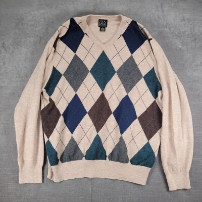Argyle 毛衣 JoS A 银行套衫针织长袖爷爷爸爸毛衣 Lg — 第 1/4 张图片