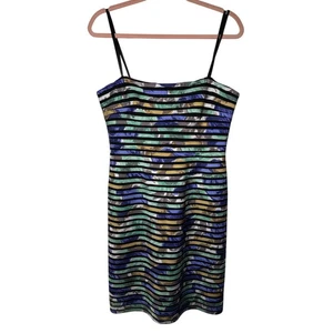 BCBGMAXAZRIA 100% Silk Watercolor Corseted Strapless Mini Dress Women's 12  - Picture 1 of 12