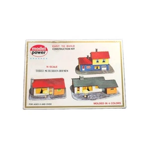 Model Power N-Scale Three Suburban Houses Easy to Build Kit No. 1502 SEALED Rare - Picture 1 of 6