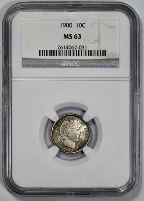 1900 Barber 10c Silver Dime NGC MS 63 - Image 1 of 4