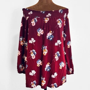 Old Navy Womens Cottagecore Dark Floral Top Size L Peasant Bloomcore Smocked - Picture 1 of 9