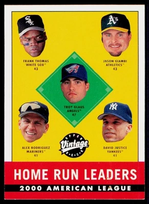 2001 Upper Deck Vintage #393 AL Home Run Leaders  Baseball Card - Image 1 of 2