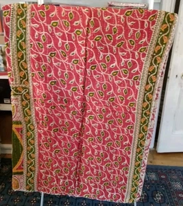 Vintage Kantha Quilt Indian Reversible Throw Handmade - Picture 1 of 8