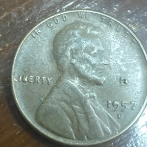 1957 D Wheat Penny Error Filled 9 - Picture 1 of 3