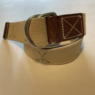 J. Cinturón Gráfico Club de Golf Crew Lona Cuero Anillo en D Ajustable S/M Foto 1 de 4