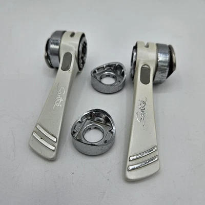 Vintage Shimano Sante 2 x 7-Speed Shift Levers SL-5000, White, Braze-On SIS Road - Image 1 of 4