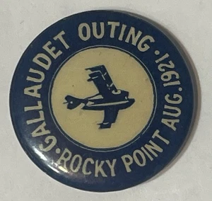 1921 Rocky Point Gallaudet Outing Pin Back 1 Inch - Picture 1 of 2
