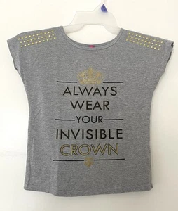Cute 4 U Girls’ Gray Casual Short Sleeve Printed T-Shirt Size S 7-8 - Picture 1 of 5
