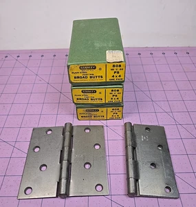Cerniere vintage Stanley 808 a testa larga 4" x 4" acciaio liscio - 3 paia NOS - Foto 1 di 4