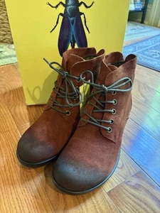 NIB Fly London Oil Suede Booties In Brick Red Brown Women’s Size 37 (6.5-7 US) - Picture 1 of 7