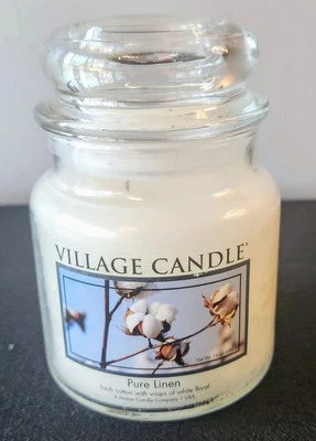 Новый! Деревенская свеча из чистого льна 14 унций стеклянная банка свеча белый свежий легкий запах - Изображение 1 из 4