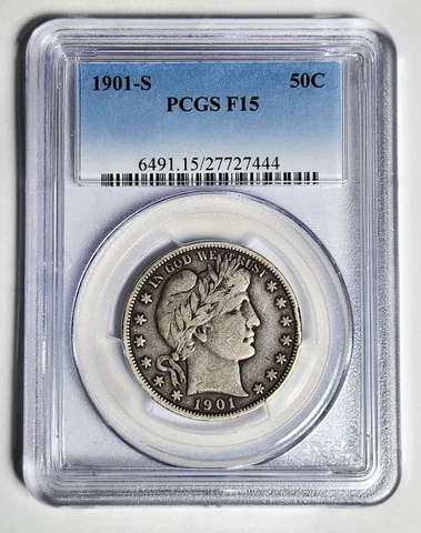 1901 S Barber Half Dollar PCGS F-15 Cover