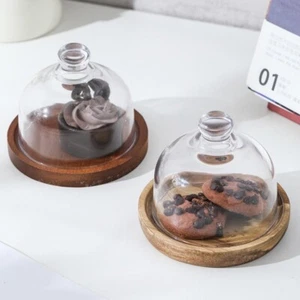 Glass Lid Cake Dish Mini Food Containers Dessert Dome Tray for Fruit Candy - Picture 1 of 9