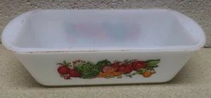 Glasbake J-522 Loaf Baking Dishe Vegetable Pattern 1.5 Quart Milk Glass - Picture 1 of 5