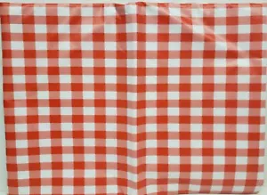 Vinyl Flannel Back Tablecloth, 52" x 70" Oblong, RED & WHITE CHECKERED, Broder - Picture 1 of 8