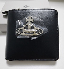 Vivienne Westwood Kent Rounded Square Leather Wallet Black Silver ORB Logo