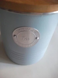 Typhoon Living Tea caddy, storage tin/jar, light blue, bamboo lid, set available - Picture 1 of 5