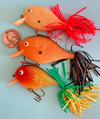 VTG LOT 3 ZEBCO CRANKBAITS FISHING LURES DOLL TOP SECRET MIXED SIZES Foto 1 de 4