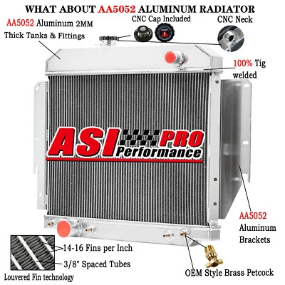 4 Row Aluminum Radiator For 1975-1991,76 E100 E150 E250 E350 Econoline 5.0L 5.8L - Image 1 of 4