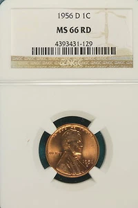 1956-D NGC MS66 RED Lincoln Wheat Cent!! #A6918 - Picture 1 of 2