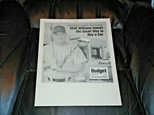 2001 MATT WILLIAMS DIAMONDBACKS W.S.CHAMPION 9x11 ANNUNCIO AUTO BUDGET FIRMATO - Foto 1 di 2