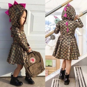 Toddler Baby Boy Girl Dinosaur Hooded Jumpsuit Romper Bodysuit Cosplay Clothes - Picture 1 of 9