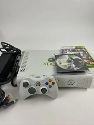 Xbox 360 Console GTA San Andreas + GTA V Bundle 20GB White Video Game Controller - Image 1 of 4