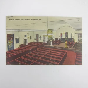 Vintage Postcard Richmond Virginia Old St. John's Church Interior UNPOSTED - Imagen 1 de 15
