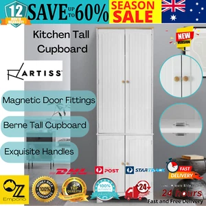 Kitchen Tall Cupboard Storage Sideboard Cabinet Bathroom Pantry Organiser White - Picture 1 of 12