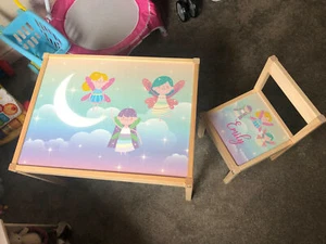 Personalised STICKER ONLY for IKEA LATT Kids Table and 1 Chair Pink Fairy Design - Picture 1 of 6