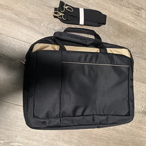 TOTELT Signature Deluxe Laptop Case Briefcase 17” With Strap Black & Gold - Picture 1 of 5