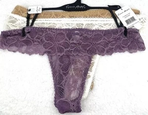 Carrie Amber Women's Thong Panties Size 3X 3-Pack Lace Lilac/Nude - Picture 1 of 3