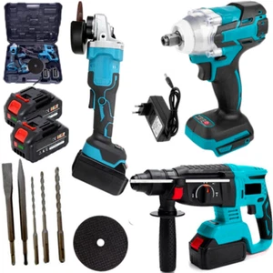 KIT AVVITATORE A IMPULSI 3 IN 1 SMERIGLIATRICE TRAPANO TASSELLATORE A BATTERIA - Foto 1 di 8