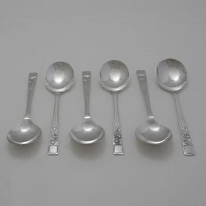 SPRINGTIME Design EPNS A1 SHEFFIELD Silver Service Cutlery Six Soup Spoons - Picture 1 of 2