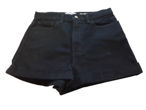 Women's American Apparel Black Cuffed High Rise Denim Shorts Size Medium 30 New - Picture 1 of 1