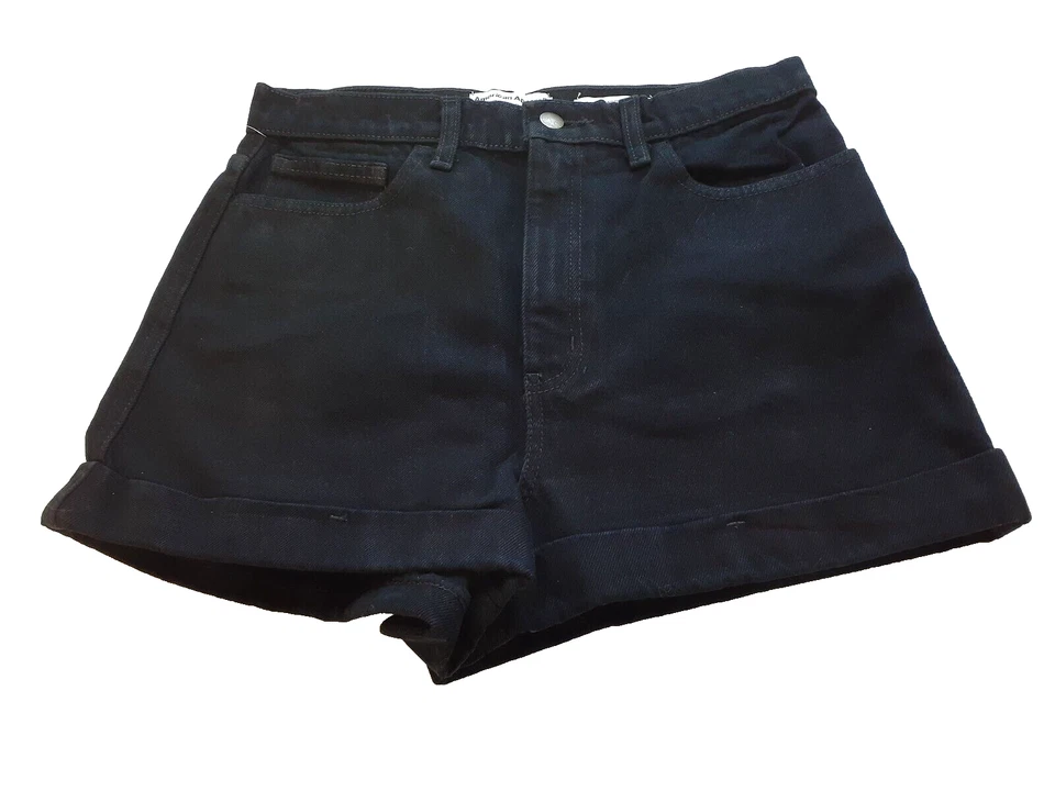 Women's American Apparel Black Cuffed High Rise Denim Shorts Size Medium 30 New - Image 1 of 1