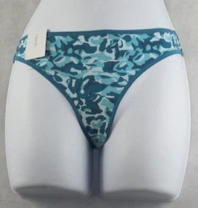 Calvin Klein Women's Cotton Form Thong Panty Underwear, Teal Camo, Small - Picture 1 of 3