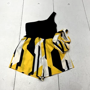 Shein Black & Yellow One Shoulder Sleeveless Romper Girls Size 8 NEW - Picture 1 of 5