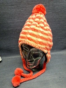 The North Face Woman's Pink Winter Hat Warm W/ Fuzzy Soft Earlap. Crochet  - Picture 1 of 6
