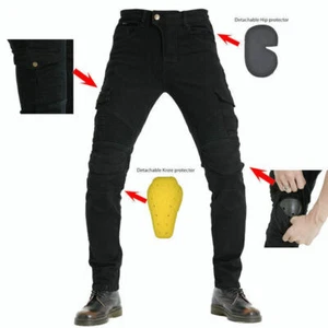 Mens Motorcycle Riding Jeans Combat Pants Racing Denim Trousers CE Armor US SHIP - Picture 1 of 12