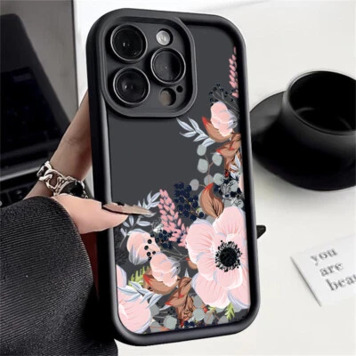 For iPhone 17 16 15 14 Pro Max Plus 13 12 11 XR Shockproof TPU Flower Case Cover - Image 1 of 4