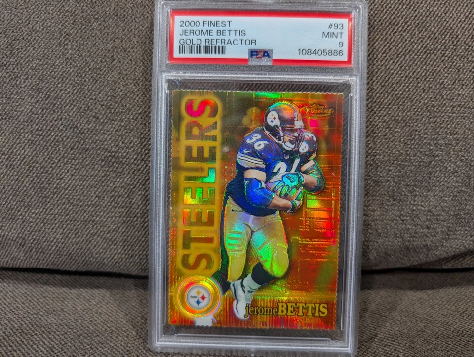2000 TOPPS FINEST JEROME BETTIS GOLD DIECUT REFRACTOR #/300 PSA 9 POP 4 STEELERS - Image 1 of 1