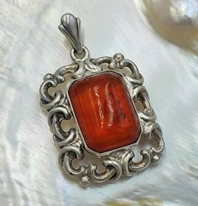 Vintage Silber 900 Sterling Anhänger Jugendstil Naturbernstein Europa, 7,1 gr. - Bild 1 von 10