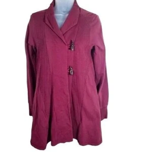 Lucky Brand Knit Tunic Toggle Closure Long Sleeve Casual Cardigan Womens M Wine - Picture 1 of 10