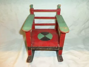 Antiker primitiver Volkskunst Puppenschaukelstuhl, Wippe - Bild 1 von 10
