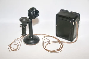 Western Electric + American Tel & Co 323 Candlestick Hörer Sprecher Telefon 1900 - Afbeelding 1 van 10