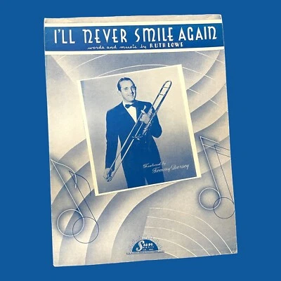 I’ll Never Smile Again Sheet Music 1939 Tommy Dorsey Ruth Lowe Vintage Big Band - Image 1 of 4