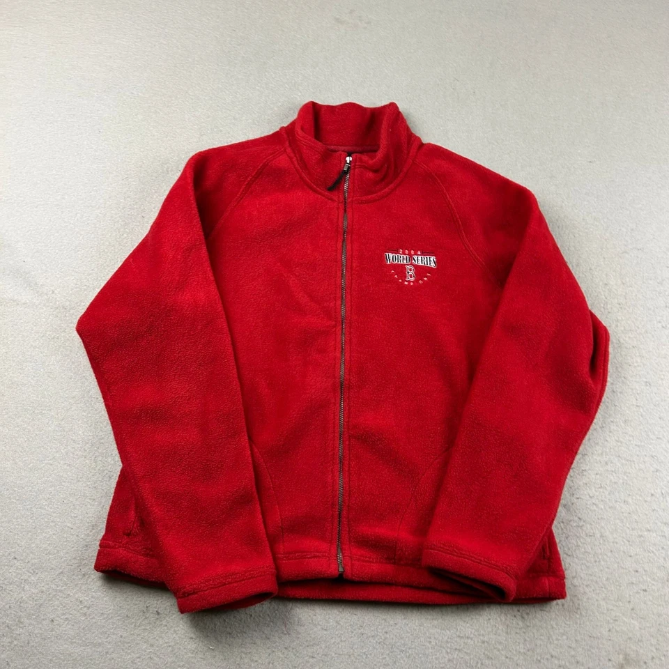 VTG Boston Red Sox Jacket Womens Large Red Fleece Full Zip MLB 2004 World Series - Image 1 of 4