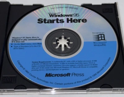 Microsoft WINDOWS 95 Starts Here + HOW & WHY - PC CD, 1995 - WARRANTY - Image 1 of 2